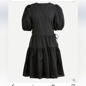 J. Crew Black Puff Sleeve cotton poplin Midi Dress small NWT